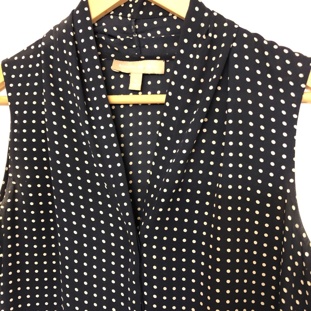 Banana Republic Navy Dotted Sleeveless Blouse